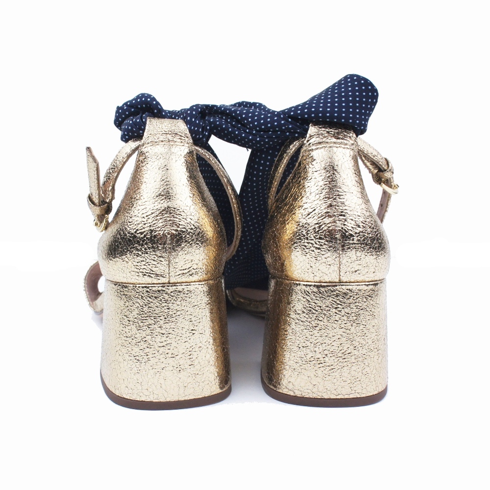 New JCREW Penny Ankle Strap Sandals Gold Metallic - Picture 5 of 5